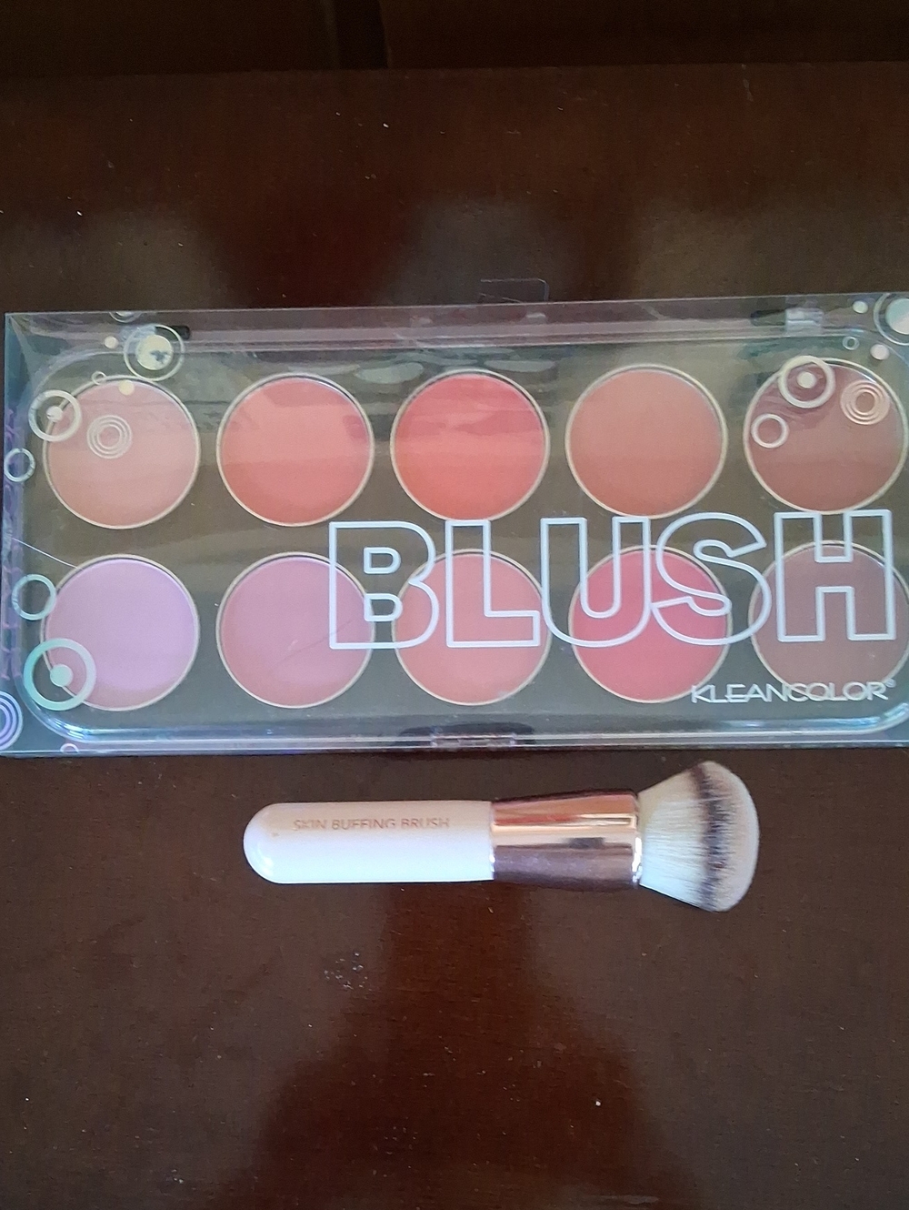 Kleancolor Blush Palette - Pink, Peach & Coral Tones with Buffer Brush